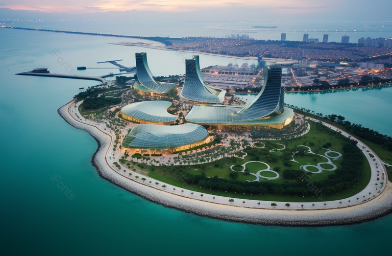 海报设计背景广告设计素材元素绿色的湖面上的小岛城市建筑,高清,摄影图,摄影图片,图片大全,摄影图免费下载